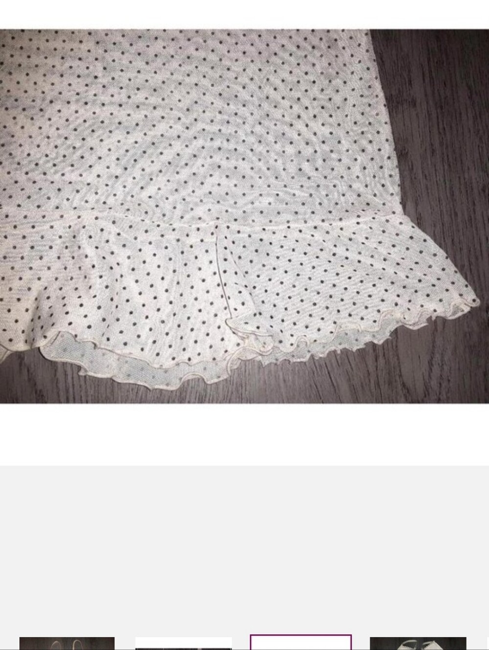 Rampage Cream Beige Polka Dot Lace Babydoll Lingerie Size 36C Mesh Chemise Slip